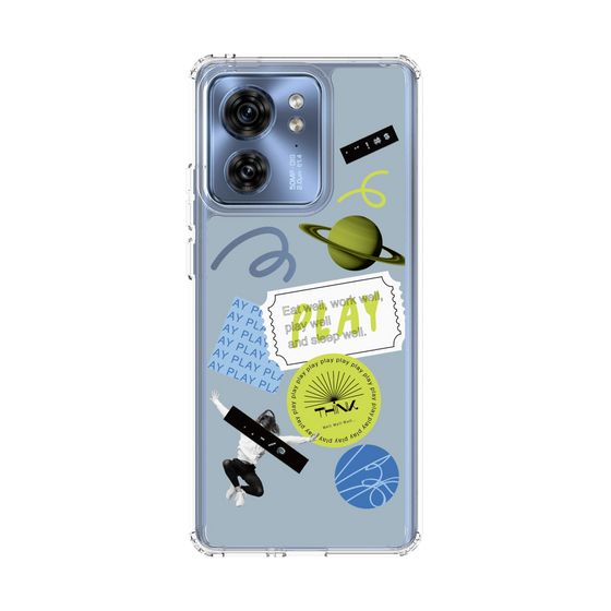 スリムプロテクションケース［ Playful sticker - Dusty Blue ］