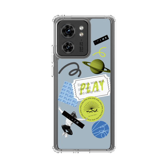 スリムプロテクションケース［ Playful sticker - Dusty Blue ］