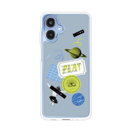 スリムプロテクションケース［ Playful sticker - Dusty Blue ］