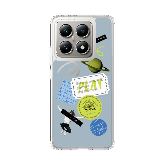 スリムプロテクションケース［ Playful sticker - Dusty Blue ］