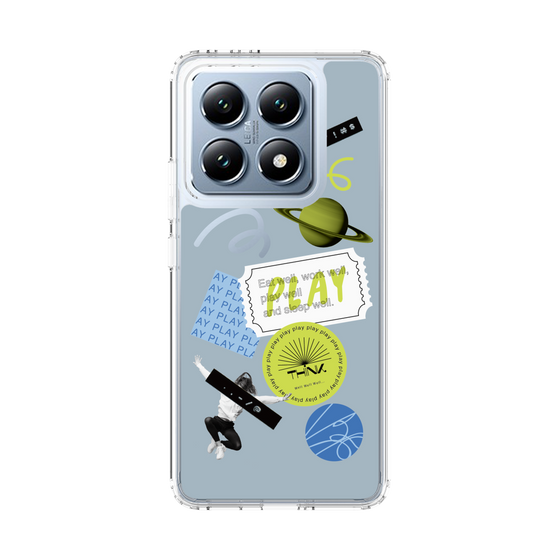 スリムプロテクションケース［ Playful sticker - Dusty Blue ］
