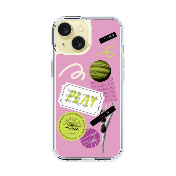 スリムプロテクションケース［ Playful sticker - Dusty Pink ］