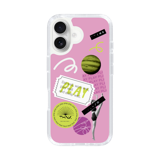 スリムプロテクションケース［ Playful sticker - Dusty Pink ］