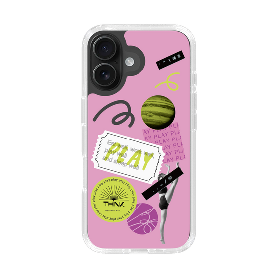 スリムプロテクションケース［ Playful sticker - Dusty Pink ］