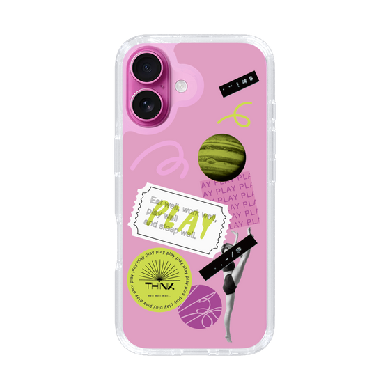 スリムプロテクションケース［ Playful sticker - Dusty Pink ］