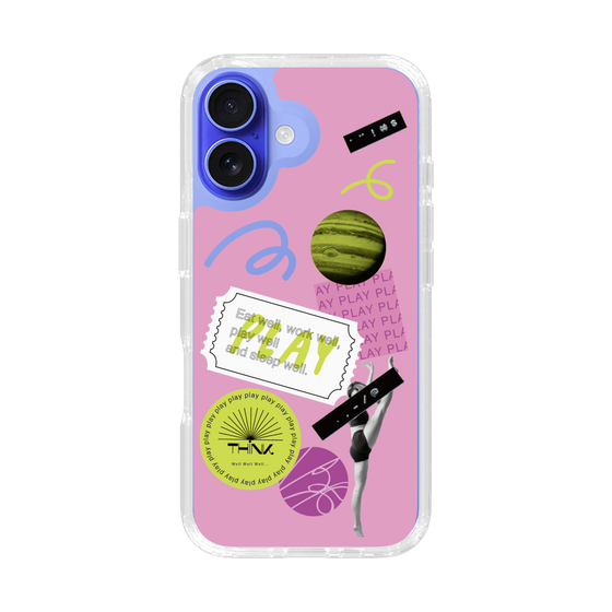 スリムプロテクションケース［ Playful sticker - Dusty Pink ］