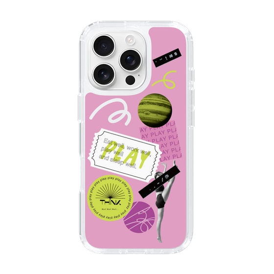 スリムプロテクションケース［ Playful sticker - Dusty Pink ］