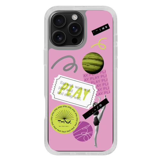 スリムプロテクションケース［ Playful sticker - Dusty Pink ］