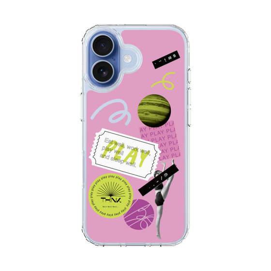 スリムプロテクションケース［ Playful sticker - Dusty Pink ］