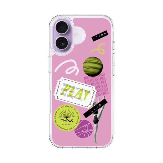 スリムプロテクションケース［ Playful sticker - Dusty Pink ］