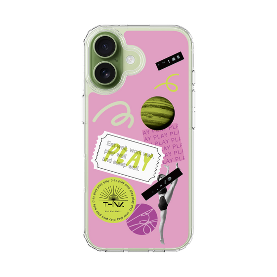 スリムプロテクションケース［ Playful sticker - Dusty Pink ］