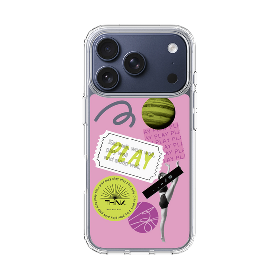 スリムプロテクションケース［ Playful sticker - Dusty Pink ］