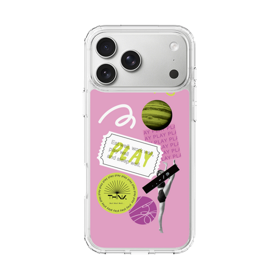 スリムプロテクションケース［ Playful sticker - Dusty Pink ］