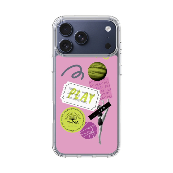 スリムプロテクションケース［ Playful sticker - Dusty Pink ］