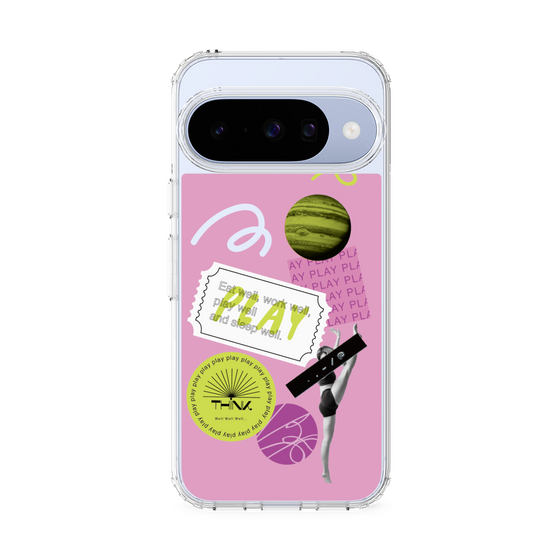 スリムプロテクションケース［ Playful sticker - Dusty Pink ］
