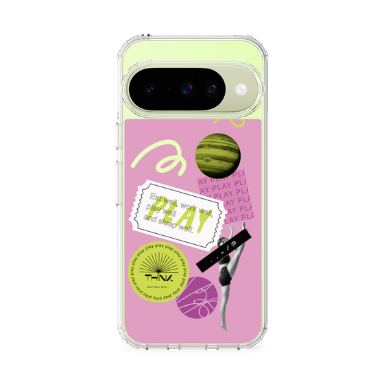 スリムプロテクションケース［ Playful sticker - Dusty Pink ］