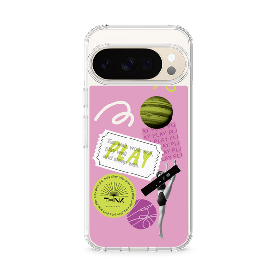 スリムプロテクションケース［ Playful sticker - Dusty Pink ］