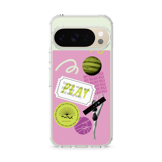 スリムプロテクションケース［ Playful sticker - Dusty Pink ］