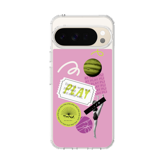 スリムプロテクションケース［ Playful sticker - Dusty Pink ］