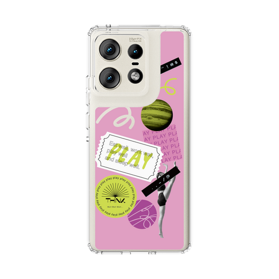スリムプロテクションケース［ Playful sticker - Dusty Pink ］