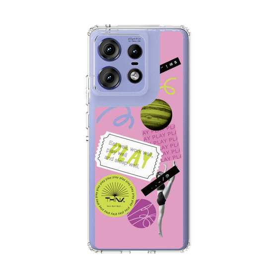 スリムプロテクションケース［ Playful sticker - Dusty Pink ］