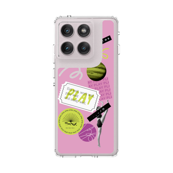 スリムプロテクションケース［ Playful sticker - Dusty Pink ］
