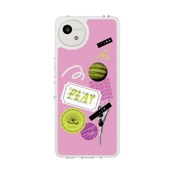 スリムプロテクションケース［ Playful sticker - Dusty Pink ］