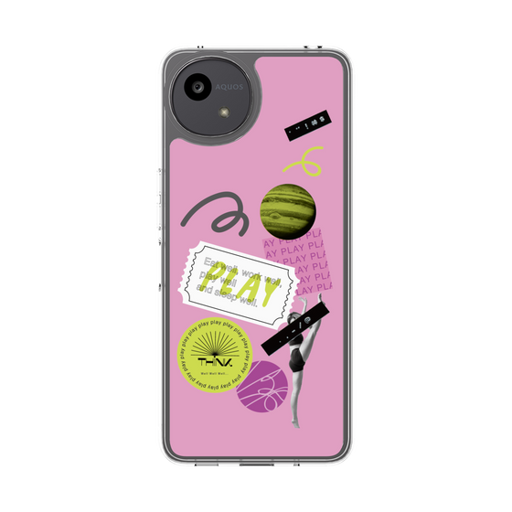 スリムプロテクションケース［ Playful sticker - Dusty Pink ］