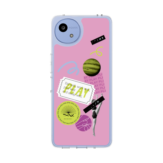 スリムプロテクションケース［ Playful sticker - Dusty Pink ］