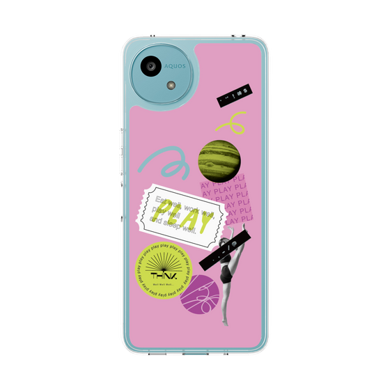 スリムプロテクションケース［ Playful sticker - Dusty Pink ］
