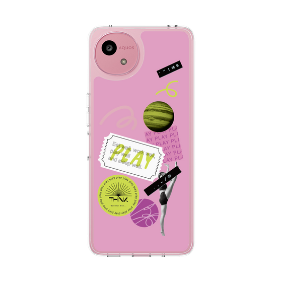 スリムプロテクションケース［ Playful sticker - Dusty Pink ］