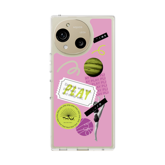 スリムプロテクションケース［ Playful sticker - Dusty Pink ］
