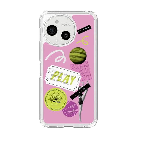 スリムプロテクションケース［ Playful sticker - Dusty Pink ］