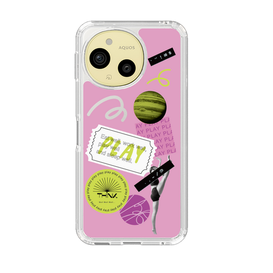 スリムプロテクションケース［ Playful sticker - Dusty Pink ］