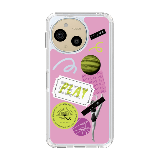 スリムプロテクションケース［ Playful sticker - Dusty Pink ］