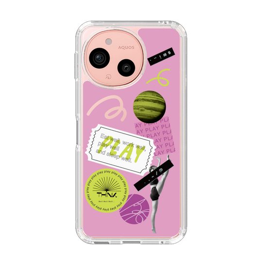 スリムプロテクションケース［ Playful sticker - Dusty Pink ］