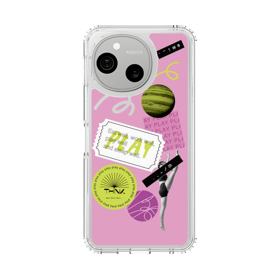 スリムプロテクションケース［ Playful sticker - Dusty Pink ］