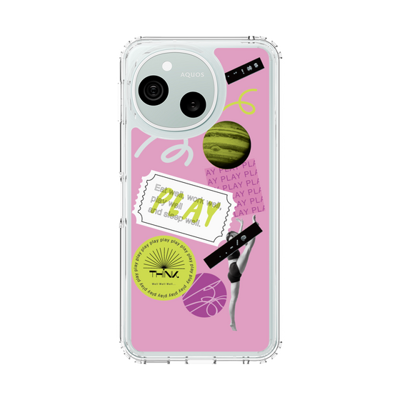 スリムプロテクションケース［ Playful sticker - Dusty Pink ］