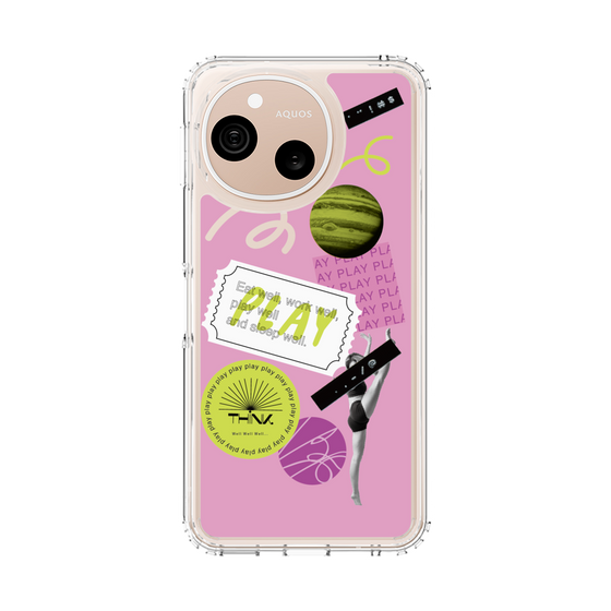 スリムプロテクションケース［ Playful sticker - Dusty Pink ］