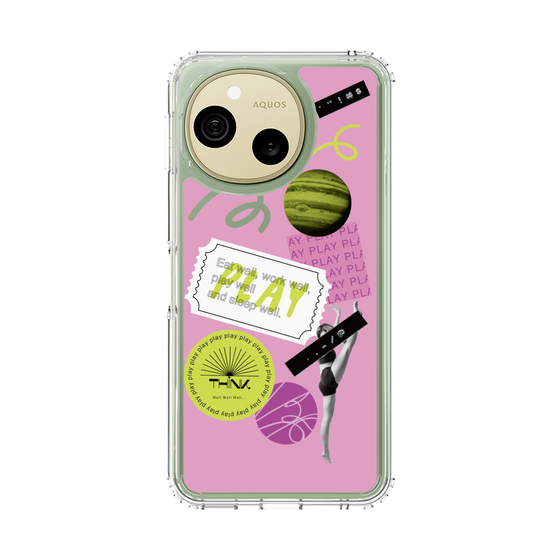 スリムプロテクションケース［ Playful sticker - Dusty Pink ］