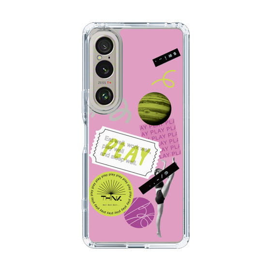 スリムプロテクションケース［ Playful sticker - Dusty Pink ］