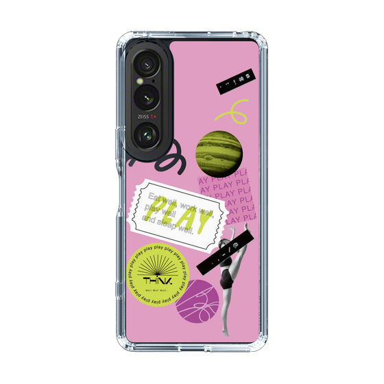 スリムプロテクションケース［ Playful sticker - Dusty Pink ］