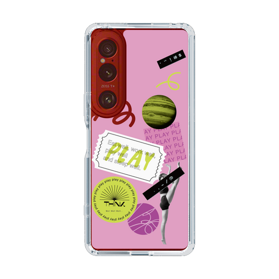 スリムプロテクションケース［ Playful sticker - Dusty Pink ］