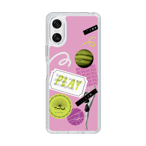 スリムプロテクションケース［ Playful sticker - Dusty Pink ］