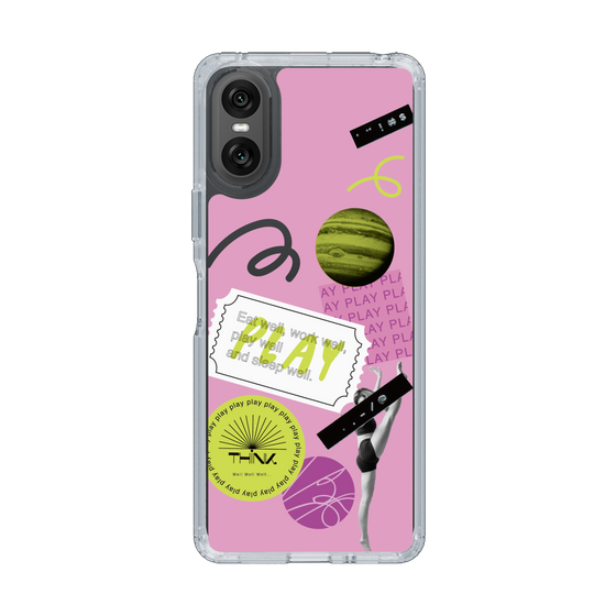 スリムプロテクションケース［ Playful sticker - Dusty Pink ］