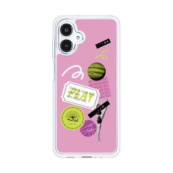 スリムプロテクションケース［ Playful sticker - Dusty Pink ］