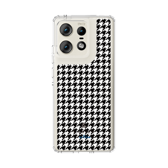 スリムプロテクションケース［ Houndstooth Pattern Black with LANVIN en Bleu logo- ランバン 千鳥格子柄 ブラック ］