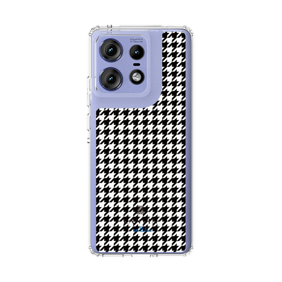 スリムプロテクションケース［ Houndstooth Pattern Black with LANVIN en Bleu logo- ランバン 千鳥格子柄 ブラック ］