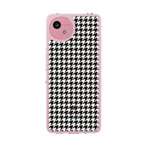 スリムプロテクションケース［ Houndstooth Pattern Black with LANVIN en Bleu logo- ランバン 千鳥格子柄 ブラック ］