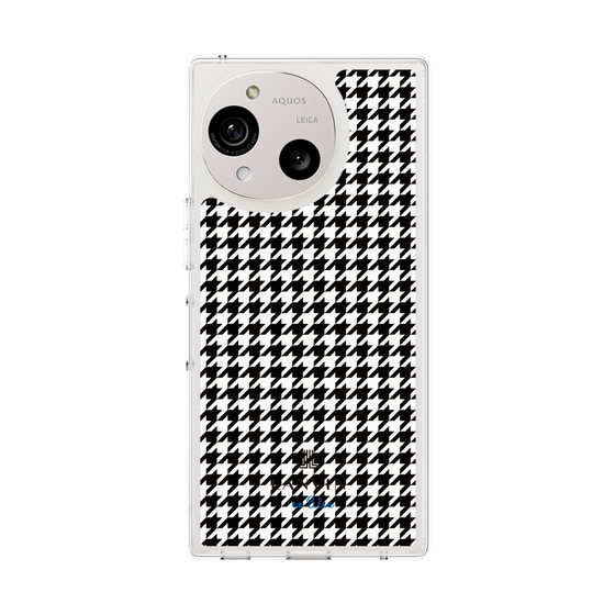 スリムプロテクションケース［ Houndstooth Pattern Black with LANVIN en Bleu logo- ランバン 千鳥格子柄 ブラック ］